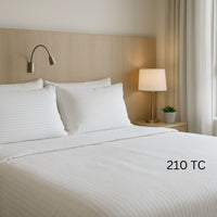 Luxury Duvet Cover, 210 TC, 1 cm Strip, 100% Cotton, Sateen White (5 PCS)