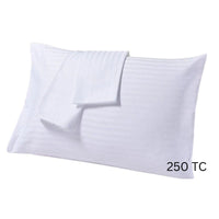 Deluxe Pillowcases, 250 TC, 1 cm Strip, Cotton Blended, Plain White (10 PCS)