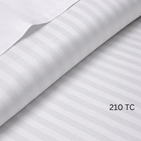 Luxury 1 cm Strip, 210 TC ,Flat Bed Sheet , 100% Cotton, Sateen White (5 PCS)