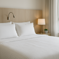 Luxury Duvet Cover, 210 TC, 1 cm Strip, 100% Cotton, Sateen White (5 PCS)