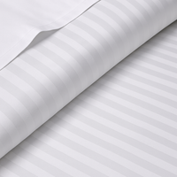 Luxury 1 cm Strip, 210 TC ,Flat Bed Sheet , 100% Cotton, Sateen White (5 PCS)