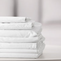 Luxury Flat Bed Sheet, 210 TC, 100% Cotton, Plain Sateen White (5 PCS)