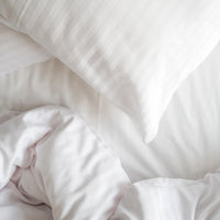 Deluxe 1 cm Strip, 250 TC, Flat Bed Sheet, Cotton Blended, Sateen White (5 PCS)