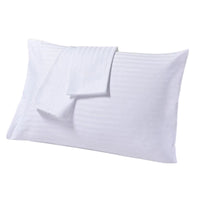 Luxury Pillowcases, 210 TC, 1 cm Strip, 100% Cotton, Sateen White (10 PCS)